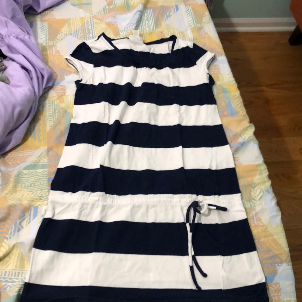 Navy Blue Striped Kids Long Top